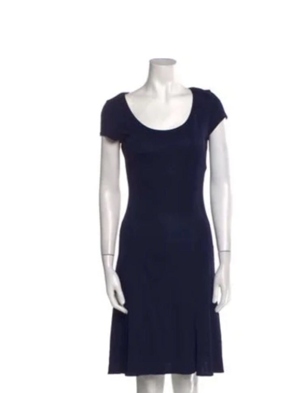 Ralph Lauren Purple Label Navy Scoop-Neck Fitted Midi Dress